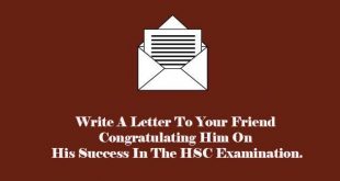 write a letter to your friend congratulating him on his success in the HSC Examination