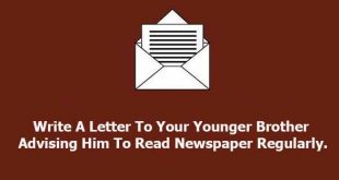write a letter to your younger brother advising him to read newspaper regularly